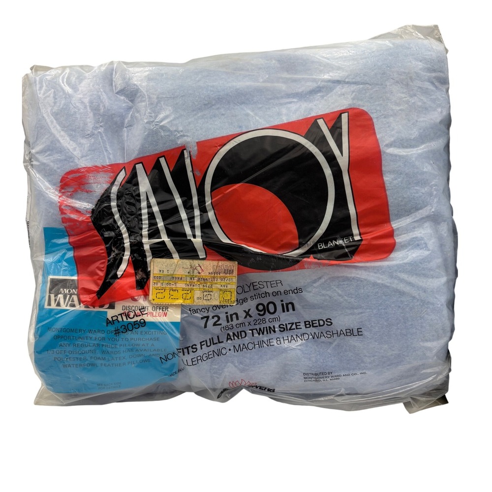 NWT  Montgomery Ward Vintage Savoy Blanket‎ NOS Light Blue Full Twin Size